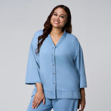 Blue Diamante V-Neck Top by MS. READ, plus size top in UK 12–24