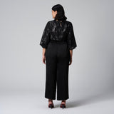 Black Satin Wide Leg Pants by MS. READ, plus size pants in UK 12–22