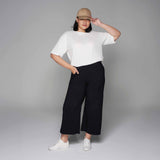 Black Signature Ultra-Stretch Wide Leg Ankle Pants by MS. READ, plus size pants in UK 12–24