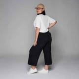 Black Signature Ultra-Stretch Wide Leg Ankle Pants by MS. READ, plus size pants in UK 12–24