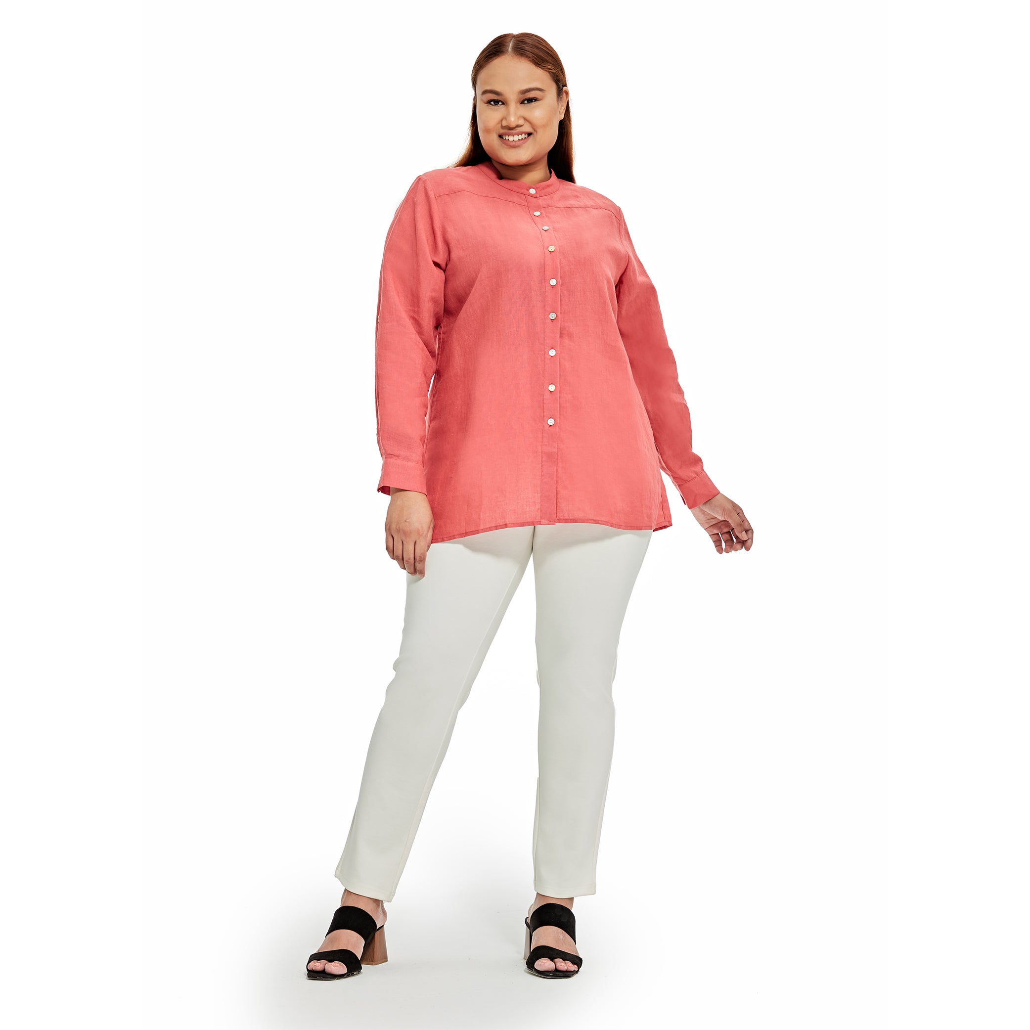 Linen Stand Collar Shirt